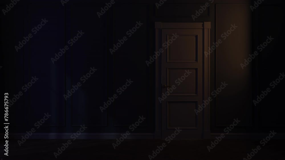Door opening to the bright light in the night. Classic room. Green chroma key, luma matte included. Door opening to the bright light in the night. Classic room. Green chroma key, luma matte included.