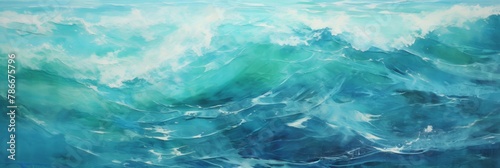 Dynamic Sea Abstract Waves On Canvas. Aquatic Abstract Artwork. Generative AI