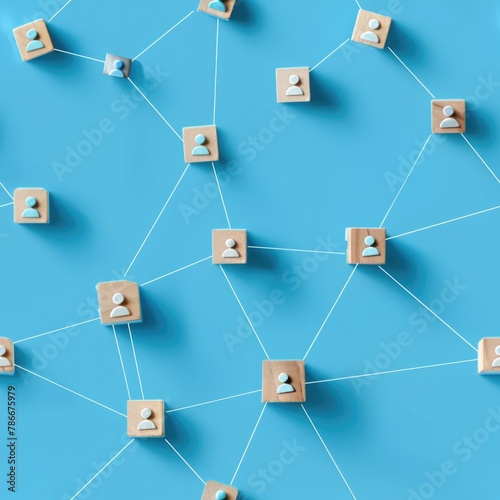 Wooden blocks connected in a group, suitable for business concepts