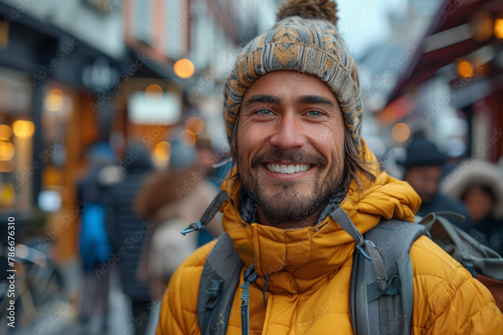 A kind smile shared with a stranger, brightening their day and fostering a sense of goodwill in the world. Concept of positivity and friendliness. Generative Ai.