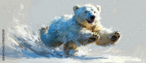 Cartoon polar bears dancing in watercolor style for cards and prints photo