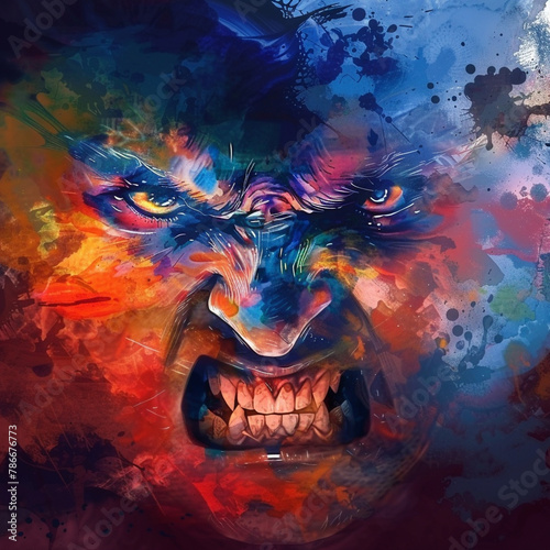 An illustration that captures the strength and energy of this complex human emotion called anger. Image made by artificial intelligence. 