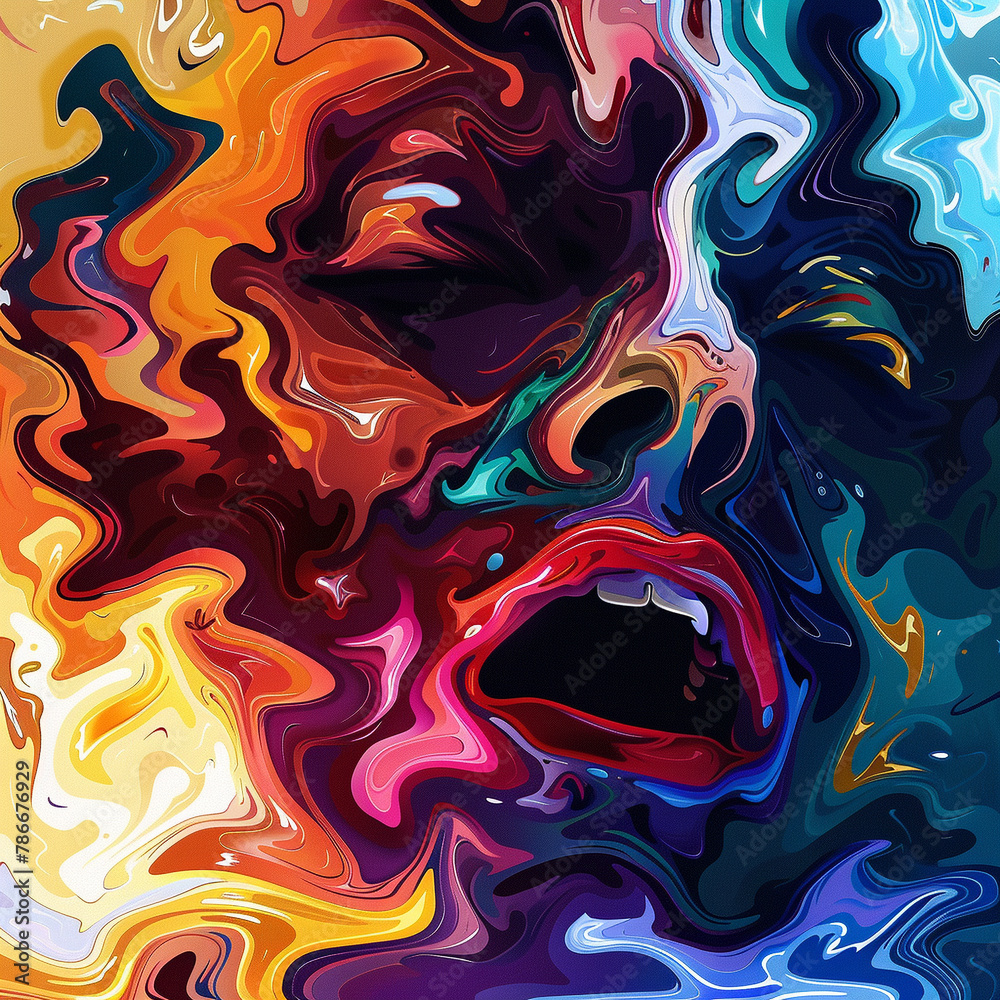 An illustration that captures the strength and energy of this complex human emotion called fear. Image made by artificial intelligence.