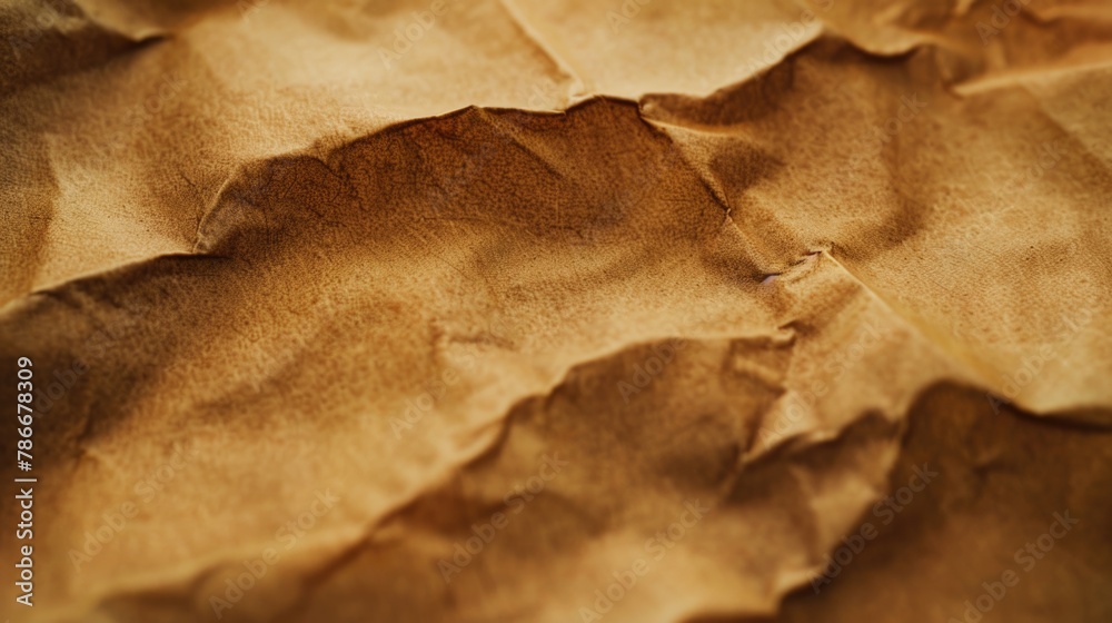Detailed close up of a piece of brown paper, suitable for backgrounds and textures
