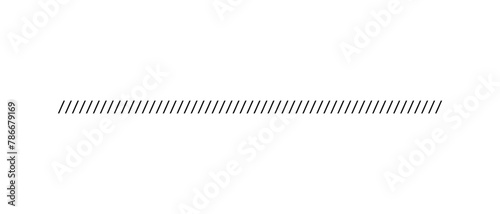 Slash line. Border with diagonal lines. Angle of tilt stripes. Black pattern of footer. Diagonal parallel lines divider strip. Tilt strip geometric abstract border. Slash divider. Vector illustration
