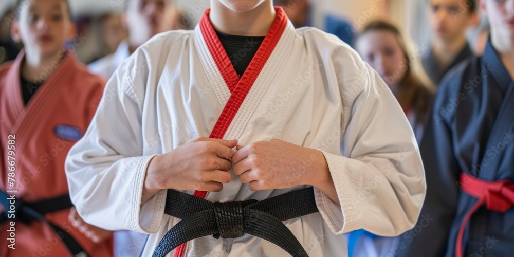 Handshake, karate, and martial arts partner competition, challenge, and