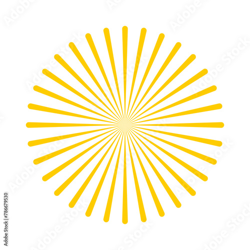 A simple isolated golden sunburst on a transparent background – Radial pattern of rays