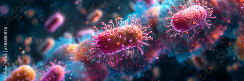 Bacterial Conjugation 3D Image, Medical monkeypox dangerous virus 3d illustration on transparent background 