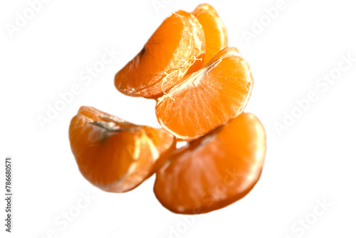 tangerine slices isolated on white background.