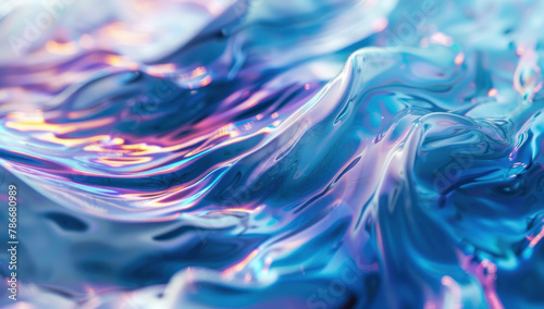 Vibrant abstract waves colors dynamic and fluid texture. Blue and purple with pink and orange. Glossy light. Dynamism and fluidity.
