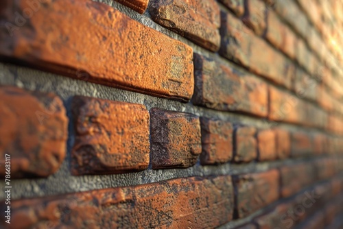 Detailed shot of a weathered brick wall, perfect for industrial backgrounds