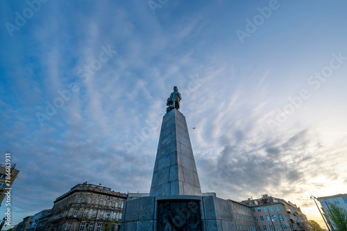 Plac Wolności -pomnik Kościuszki, Łódź, Polska.