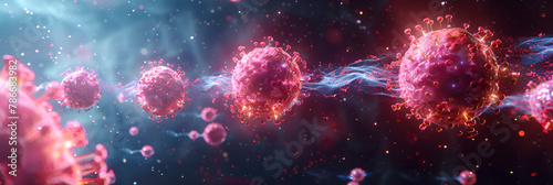 Natural Killer T Cells Attacking Cancer Cells 3D Image,
Bioengineered organism under a microscope photo