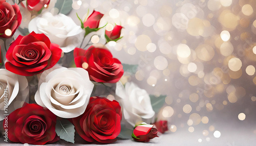 3D Red and White Roses - Enhance Your Designs with Customizable Text