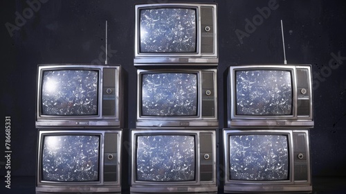 90s TVs, CRT television, tube tv, stacked, old technologies, good old days, 16:9 photo