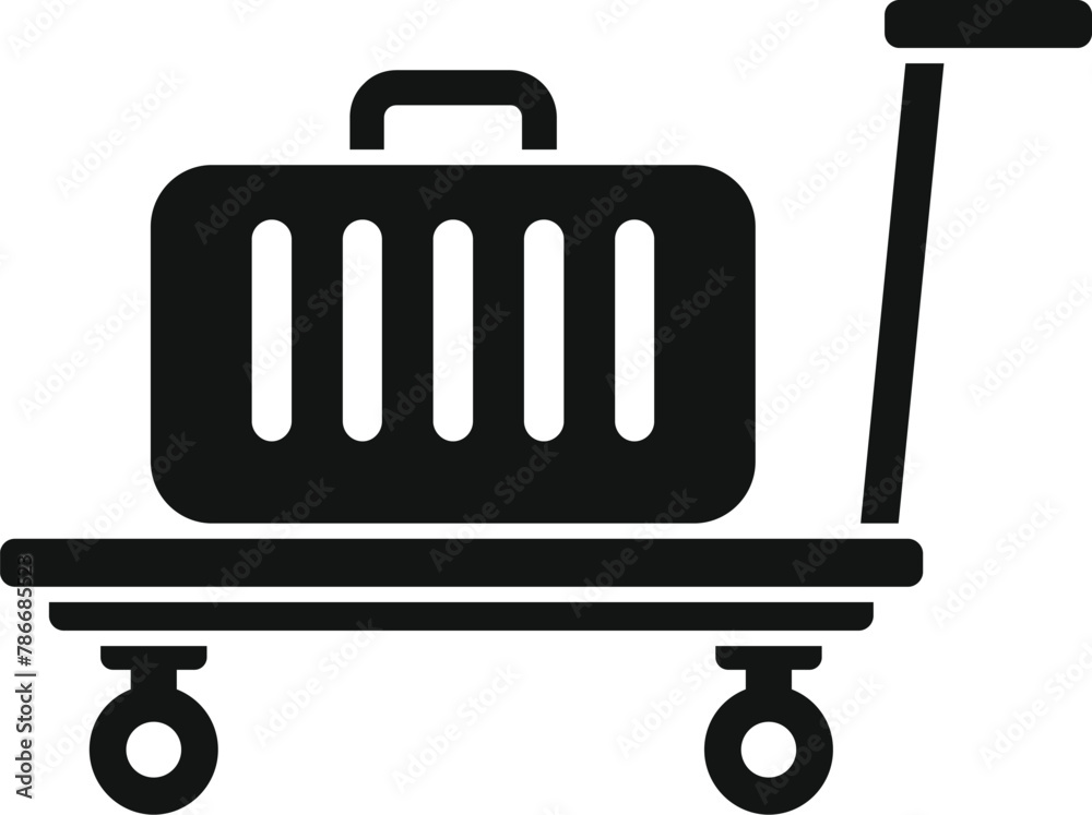 Bag on trolley platform icon simple vector. Move help. Service security Bag on trolley platform icon simple vector. Move help. Service security