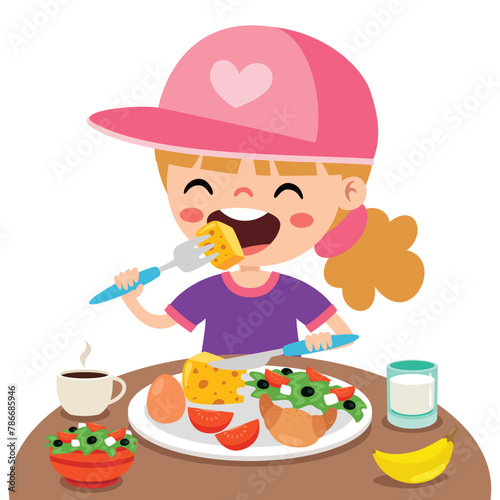 Food Concept With Cartoon Kid