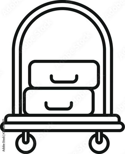 Moving trolley icon outline vector. Service storage. Vacation cart help