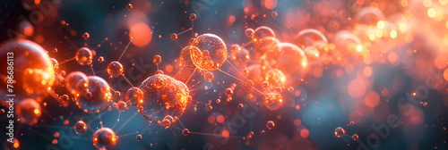 Synthesis of Nanocatalyst Illustration  A series of bubbles that are called orange and red  