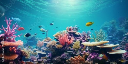 underwater world fish corals Generative AI #786687712