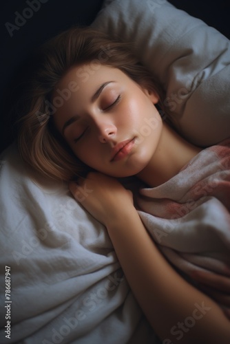 woman sleeping in bed Generative AI