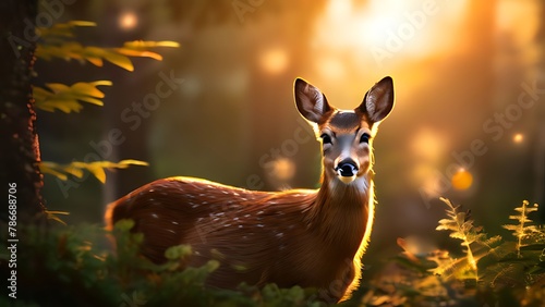 Caring Connection: Close-Up of Roe Deer and Its Sweet Youngling