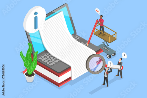 3D Isometric Flat Vector Illustration of Info Center, Online Tech Support