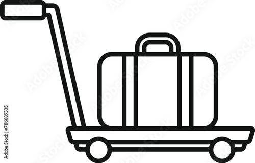 Support move luggage trolley icon outline vector. Security platform. Wheel cart