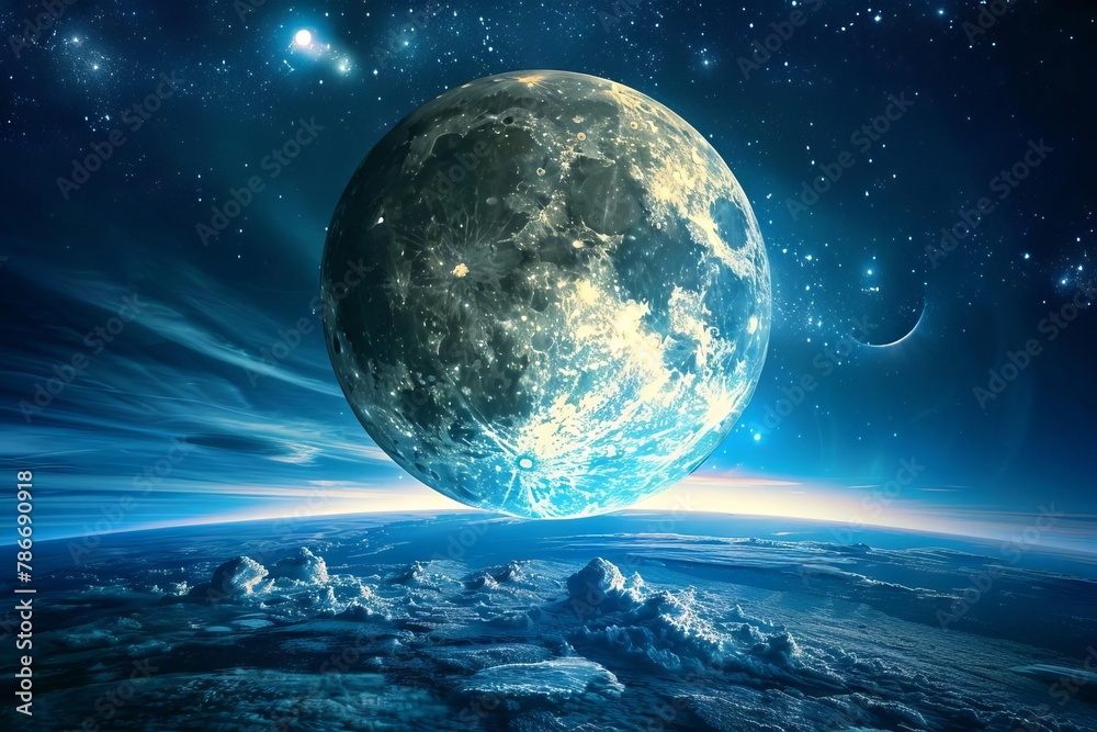 majestic earth and luminous moon in vivid high definition digital art