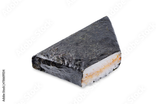 Japanese onigiri with tuna on a white isolated background