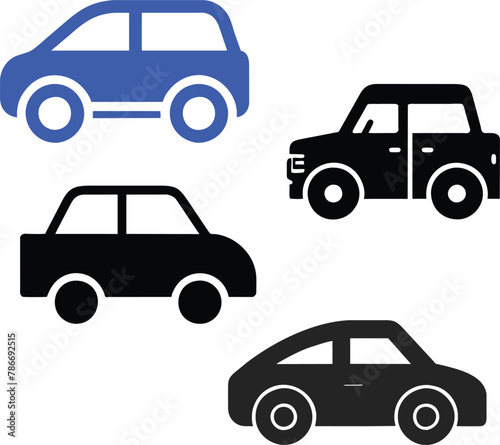 This collection consists of 4 car icons representing  a land transportation system.