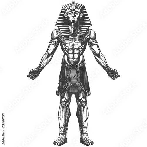 Pharaoh Male the egypt Mythical Creature image using Old engraving style