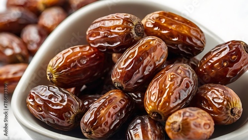 Balanced Refreshment: Dates and Milk on a White Background