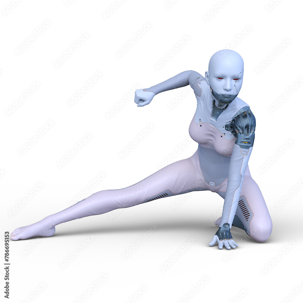 女性サイボーグ　3DCGレンダリング