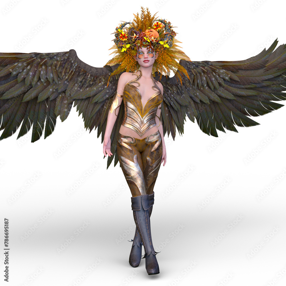 翼を広げた天使　3DCGレンダリング