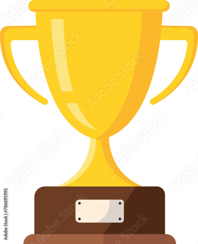 Golden Trophy on Wooden Base