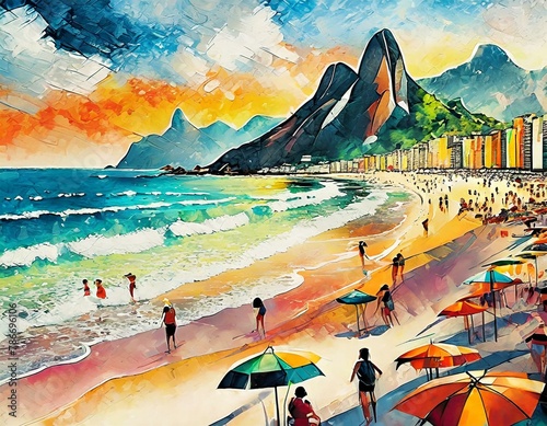 Tropical Rio: AI-Generated Brazilian Vibes Illustration art post digital