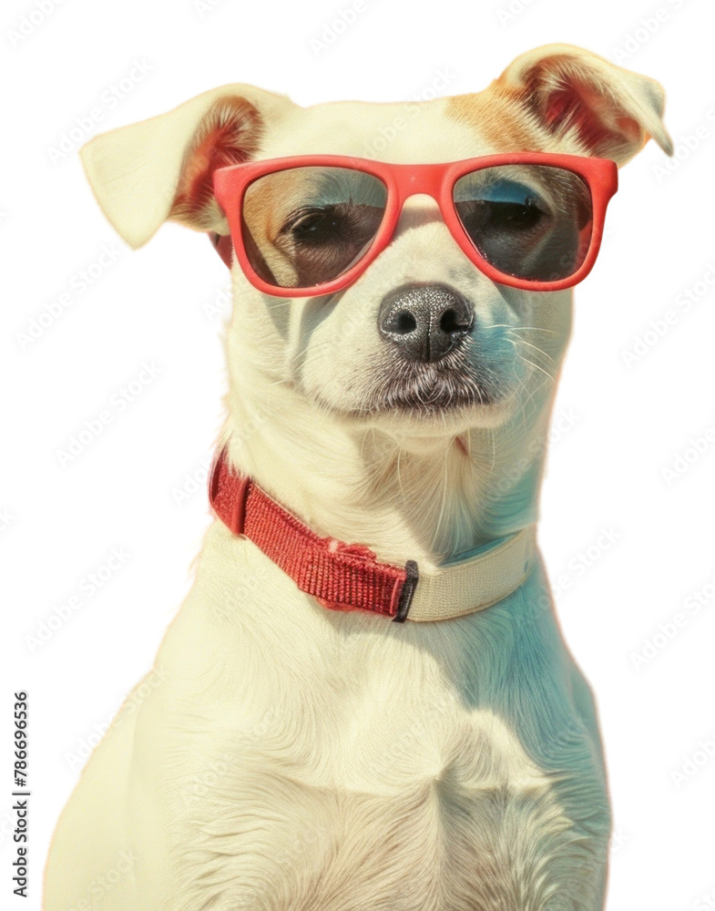 PNG Retro collage of dog sunglasses portrait mammal