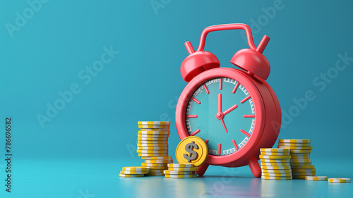 A coin and a checkmark Calendar 3D. The money transfer is finished. time to pay. Successful payment done. Tax Day. An icon showing quick money. isolated on a sky blue background.