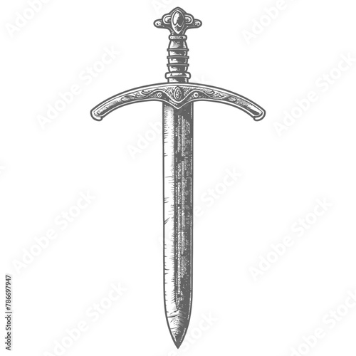 obselote rusty sword image using Old engraving style