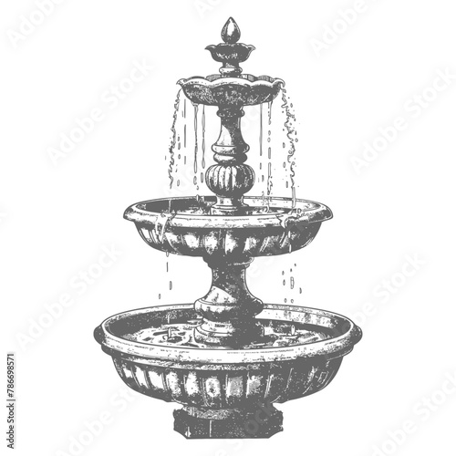 water fountain or water well image using Old engraving style