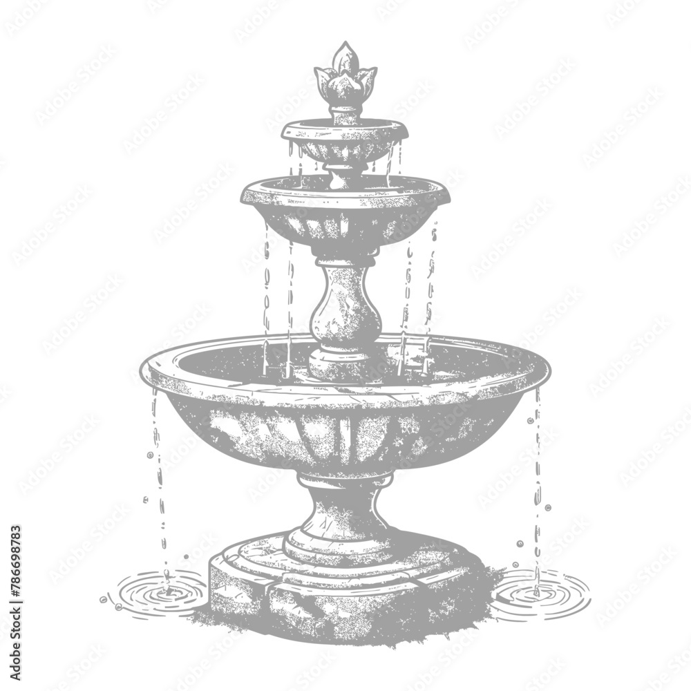 water fountain or water well image using Old engraving style water fountain or water well image using Old engraving style
