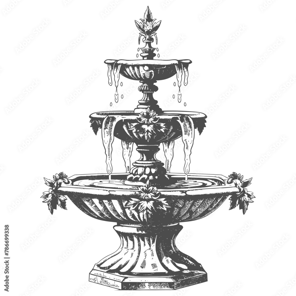 water fountain or water well image using Old engraving style water fountain or water well image using Old engraving style