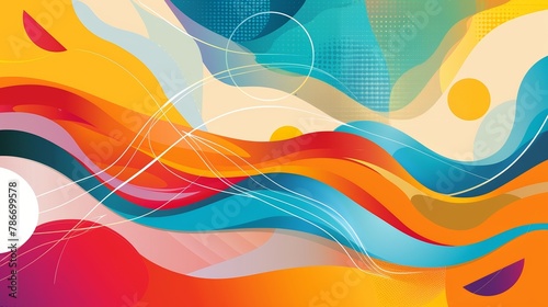 Colorful geometric and wave abstract modern background