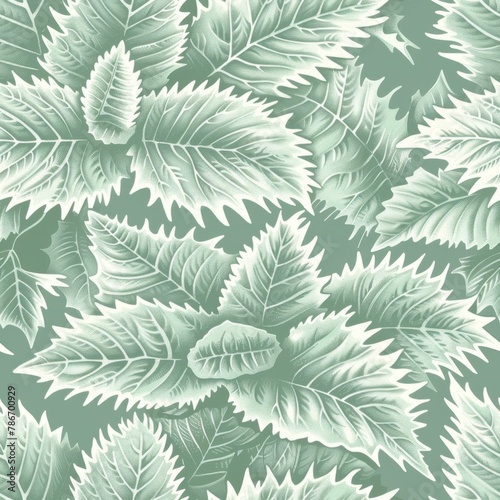 Elegant Green Leaf Pattern Textile Design
