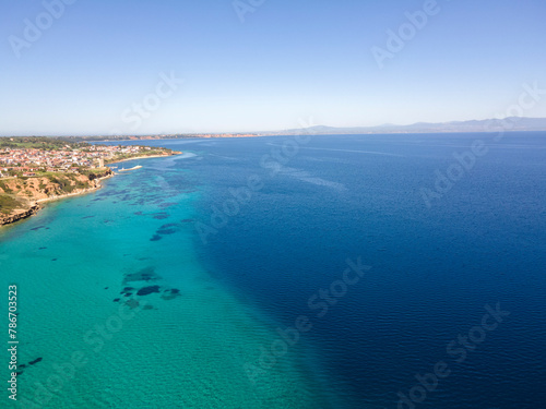 Kassandra coastline near town of Nea Fokea, Chalkidiki, Greece