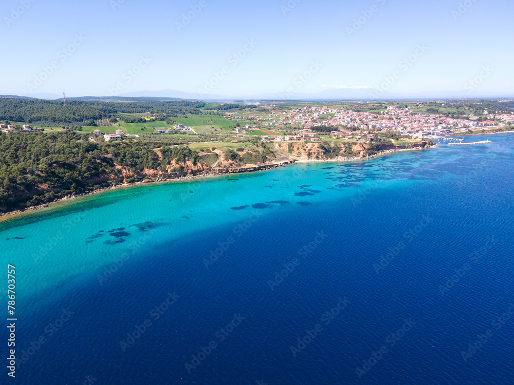 Kassandra coastline near town of Nea Fokea, Chalkidiki, Greece