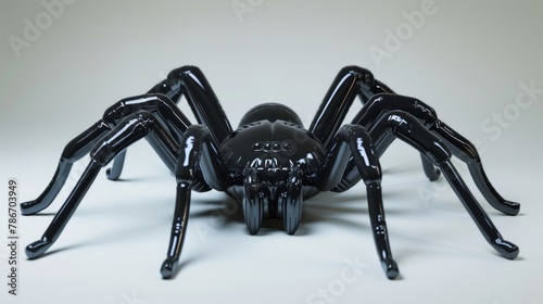 Sleek Black Robotic Spider on Clean Background - Modern Technology Concept