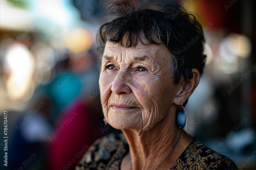 Portrait of an elderly woman on a background of the street. Portrait of an elderly woman on a background of the street.