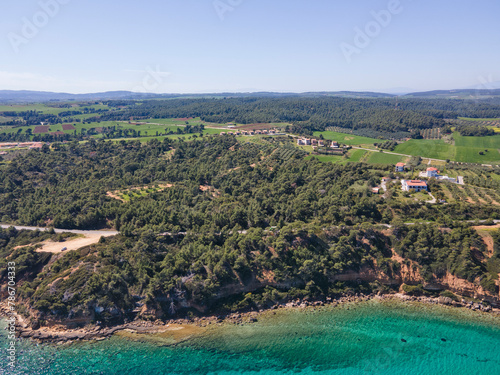 Kassandra coastline near town of Nea Fokea, Chalkidiki, Greece